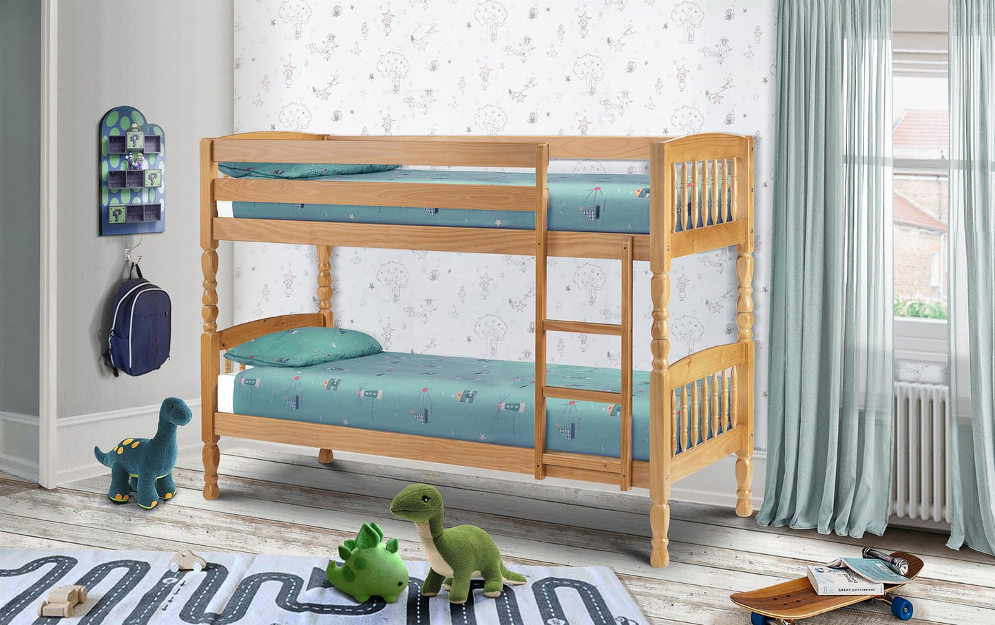 LINCOLN BUNK BED - 2FT6" SMALL SINGLE - ANTIQUE PINE