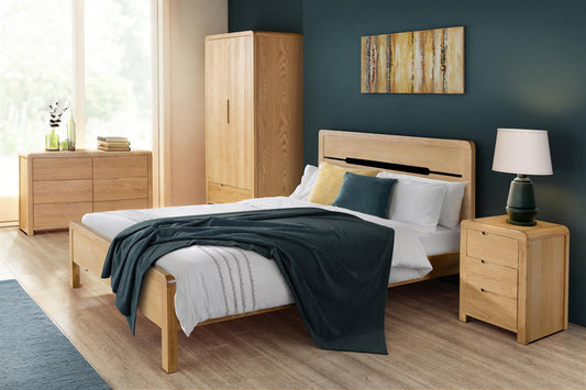 CURVE WOODEN BED - 4FT6" DOUBLE - OAK