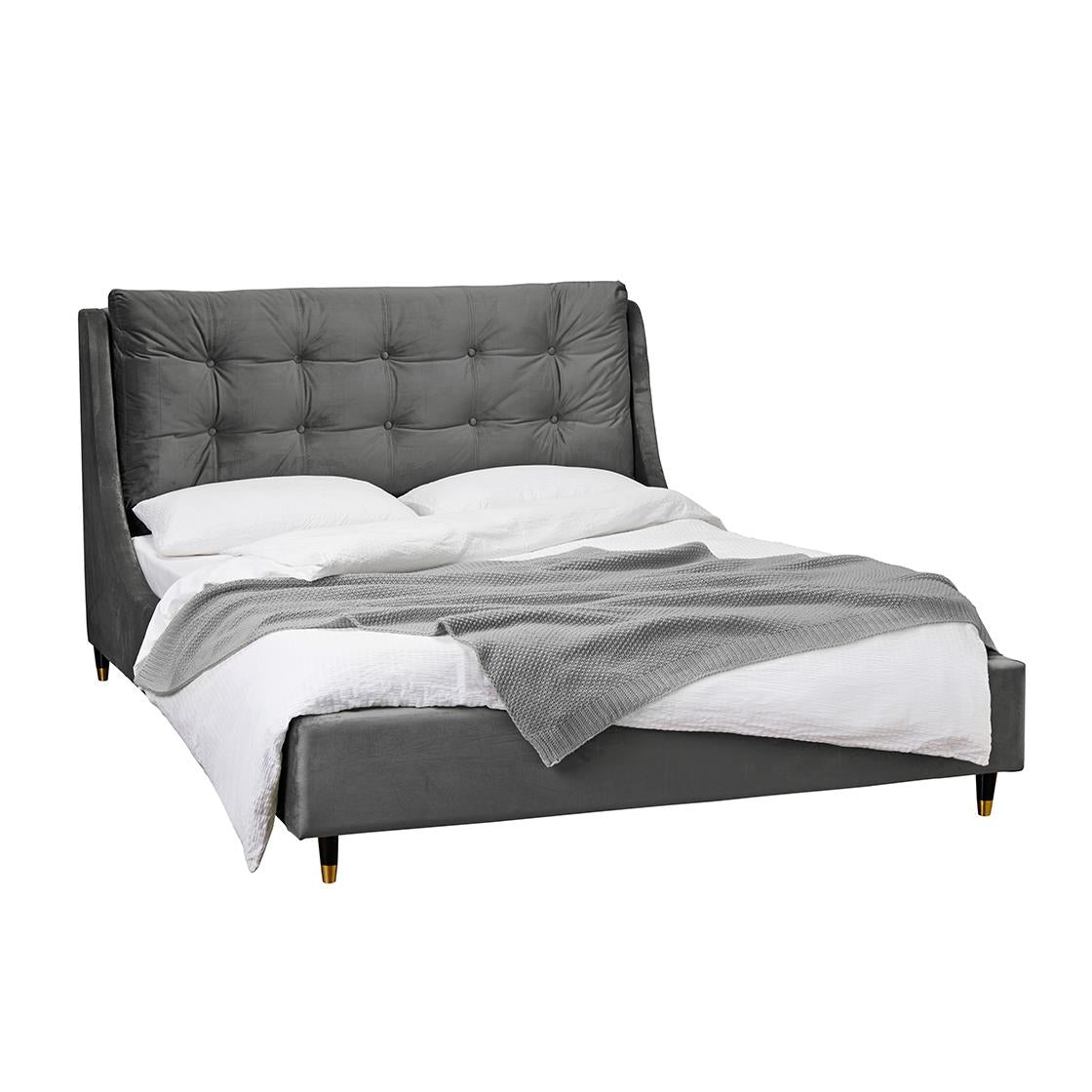 SLOANE VELVET BED - 4FT6 DOUBLE - GREY