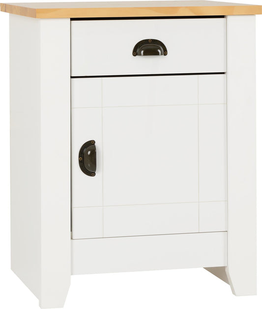 LUDLOW 1-DRAWER 1-DOOR BEDSIDE TABLE - WHITE/OAK