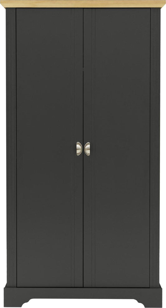 TOLEDO 2 DOOR WARDROBE - GREY/LIGHT OAK