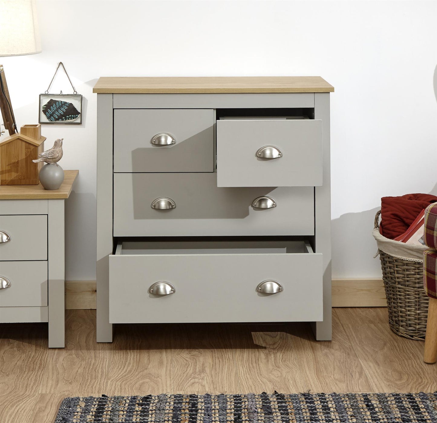 LANCASTER 2+2 DRAWER CHEST - GREY