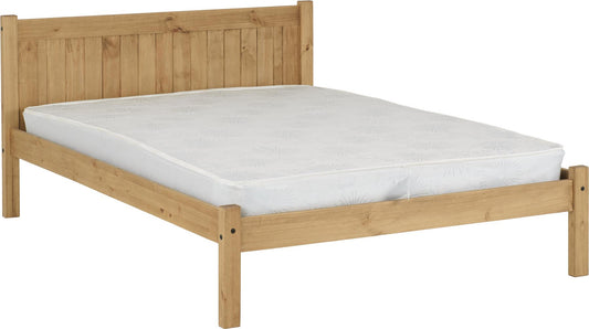 MAYA WOODEN BED - 4FT SMALL DOUBLE - DISTRESSED WAXED PINE