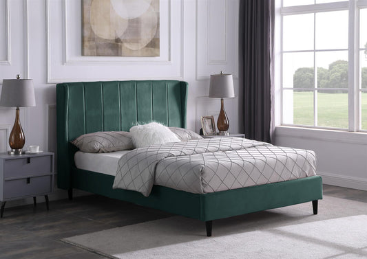 AMELIA VELVET BED - 4FT6 DOUBLE - GREEN