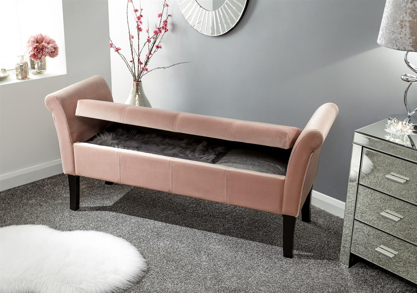 OSBOURNE STORAGE WINDOW SEAT - BLUSH PINK