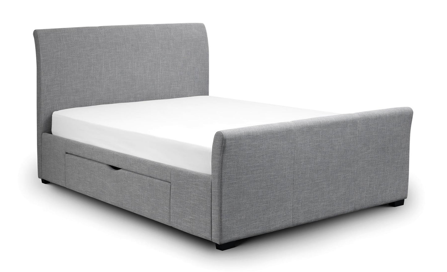 CAPRI LINEN FABRIC 2-DRAWER BED - 4FT6" DOUBLE - LIGHT GREY