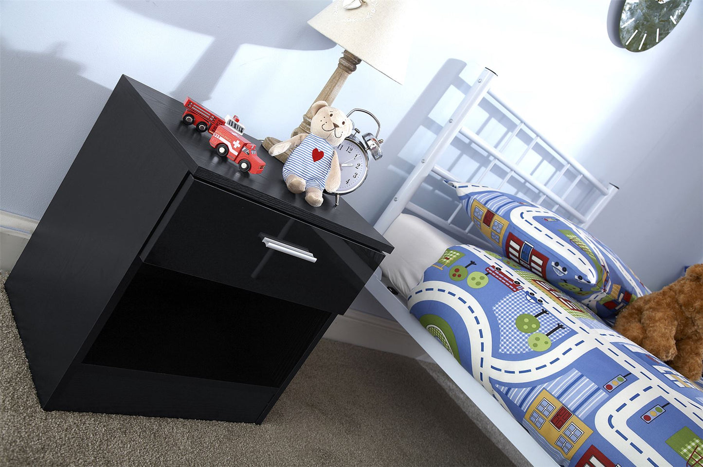 OTTAWA 1-DRAWER BEDSIDE TABLE - BLACK