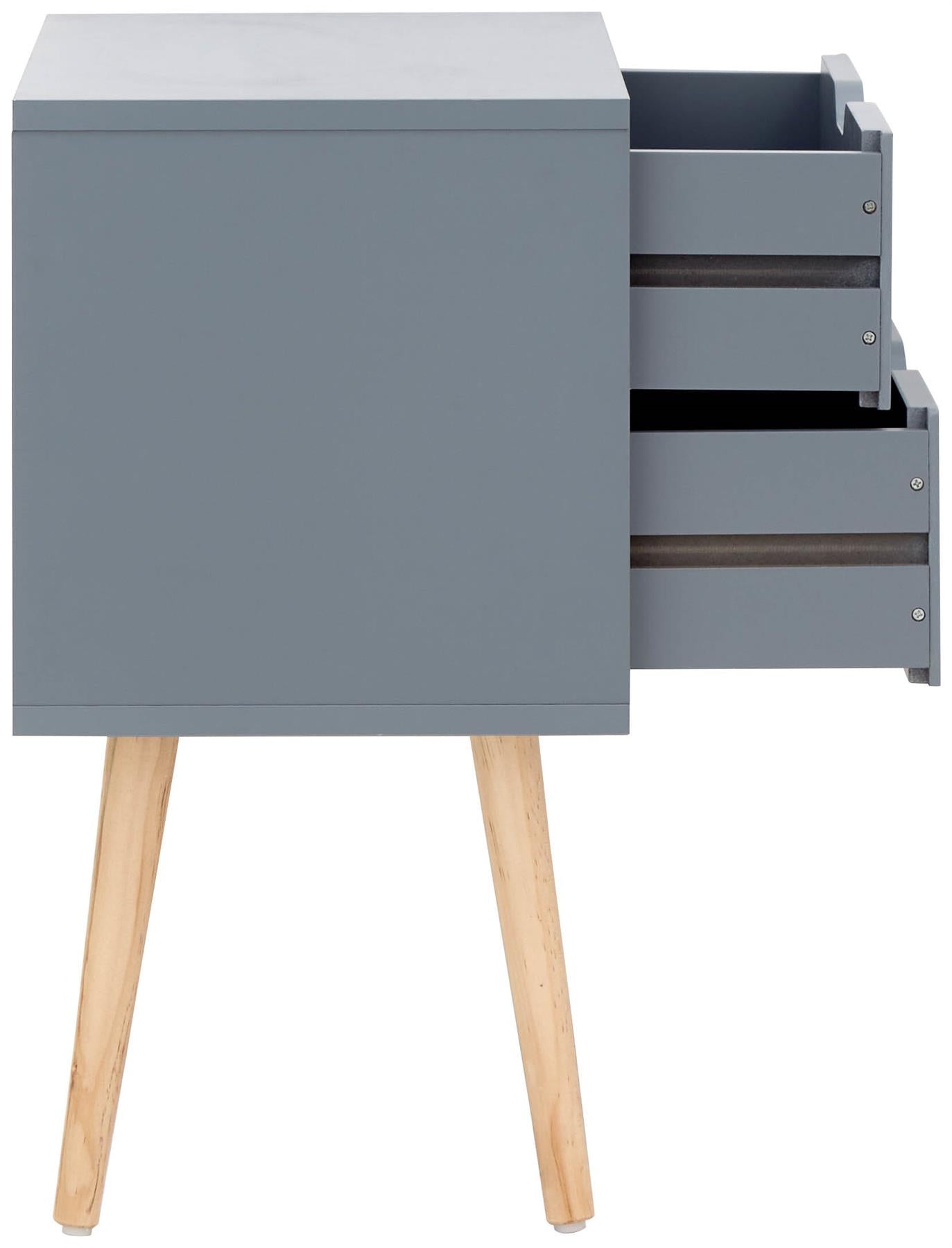 NYBORG 2-DRAWER BEDSIDE TABLE - DARK GREY