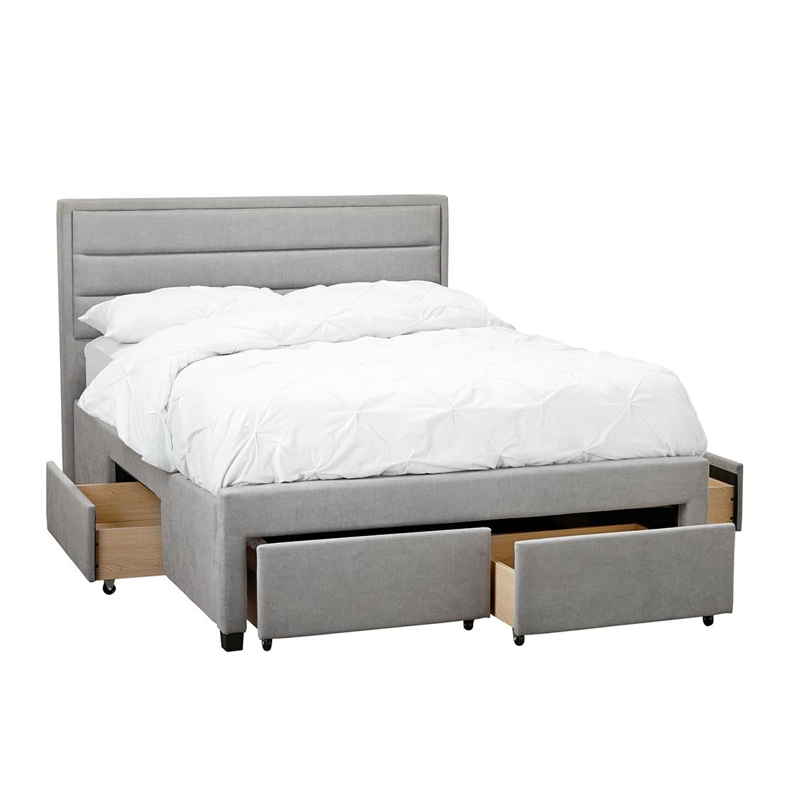 GREENWICH FABRIC 2-DRAWER BED - 5FT KING SIZE - GREY