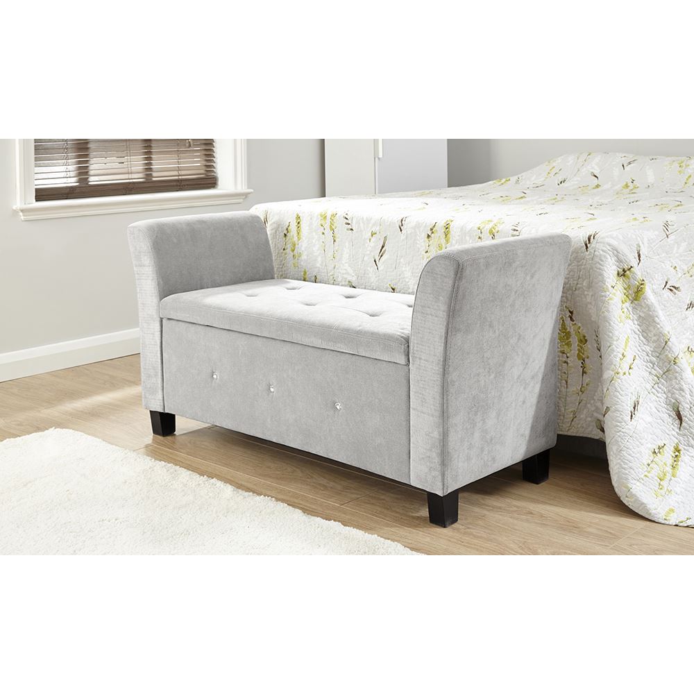 VERONA CHENILLE STORAGE WINDOW SEAT - SILVER