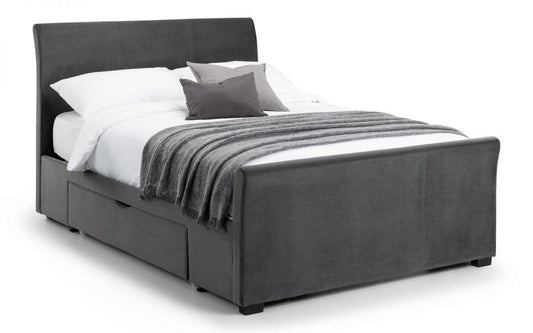 CAPRI VELVET BED - 4FT6" DOUBLE - DARK GREY