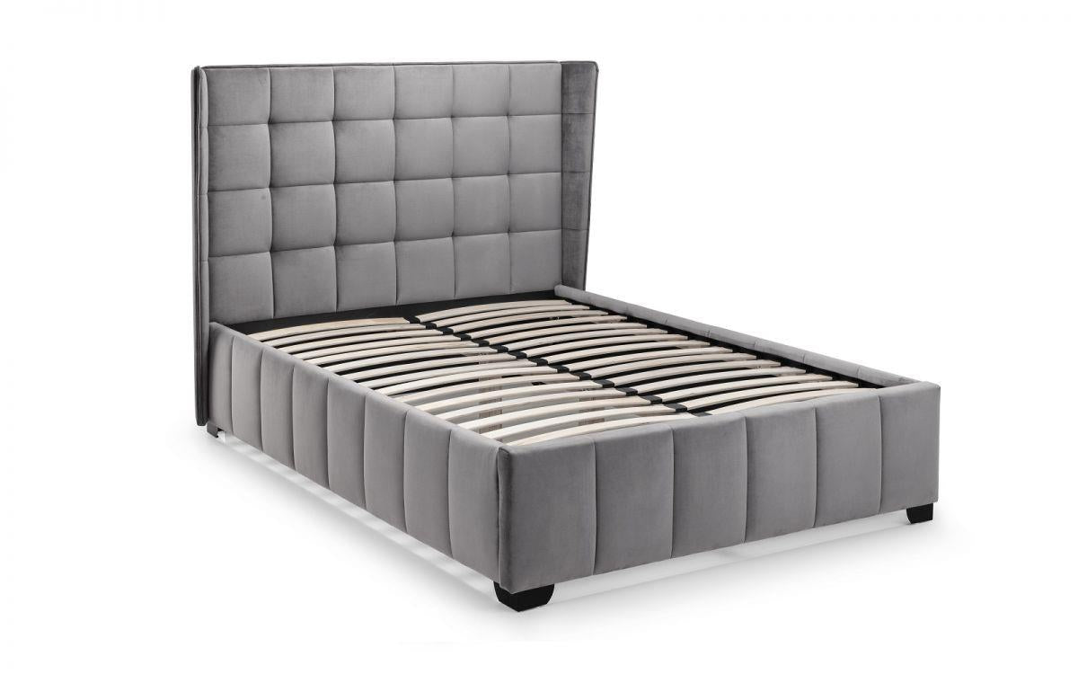 GATSBY VELVET BED - 4FT6" DOUBLE - LIGHT GREY