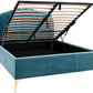 PETTINE VELVET END LIFT OTTOMAN BED - 4FT6 DOUBLE - TEAL