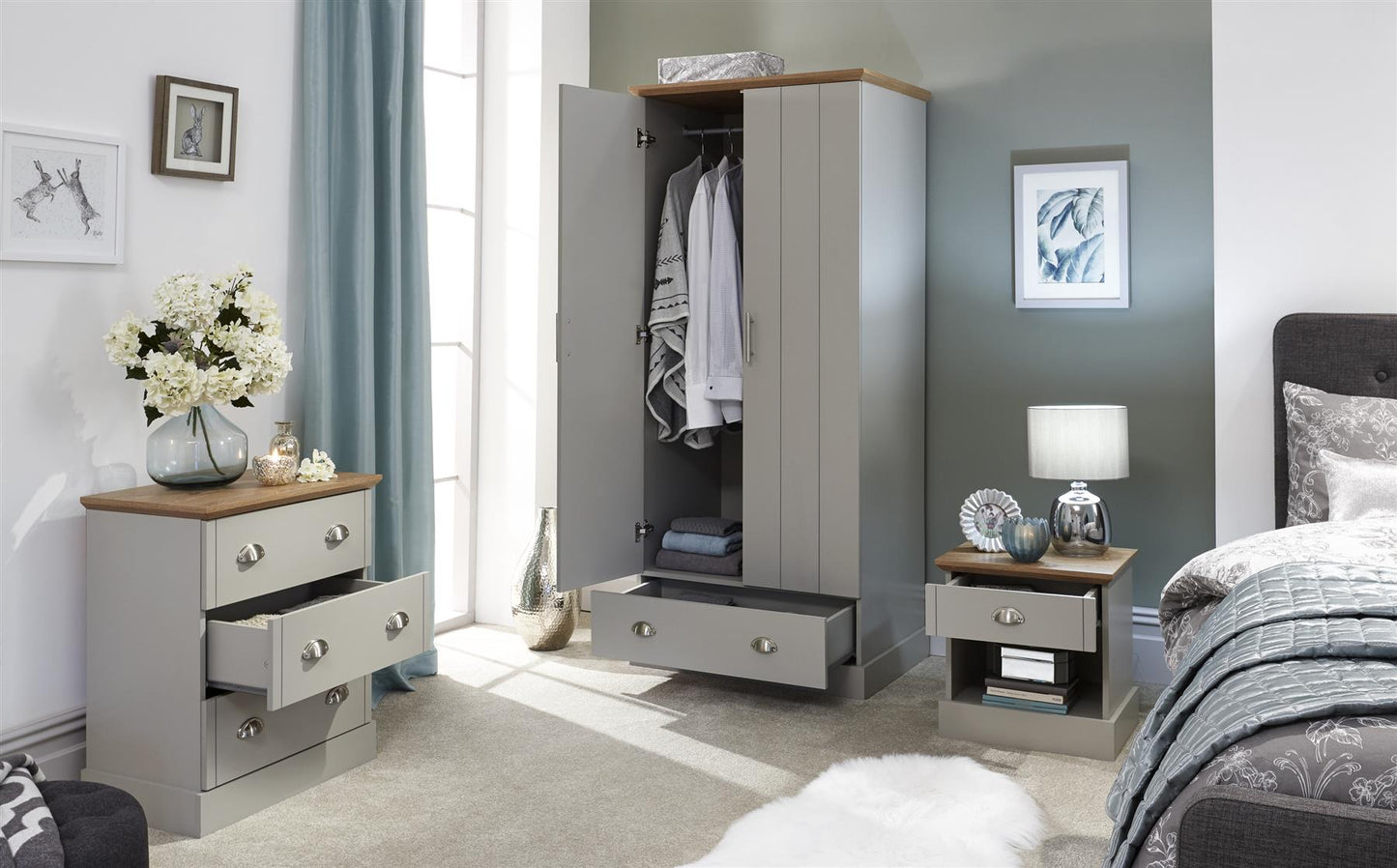 KENDAL 3 PIECE BEDROOM SET - GREY