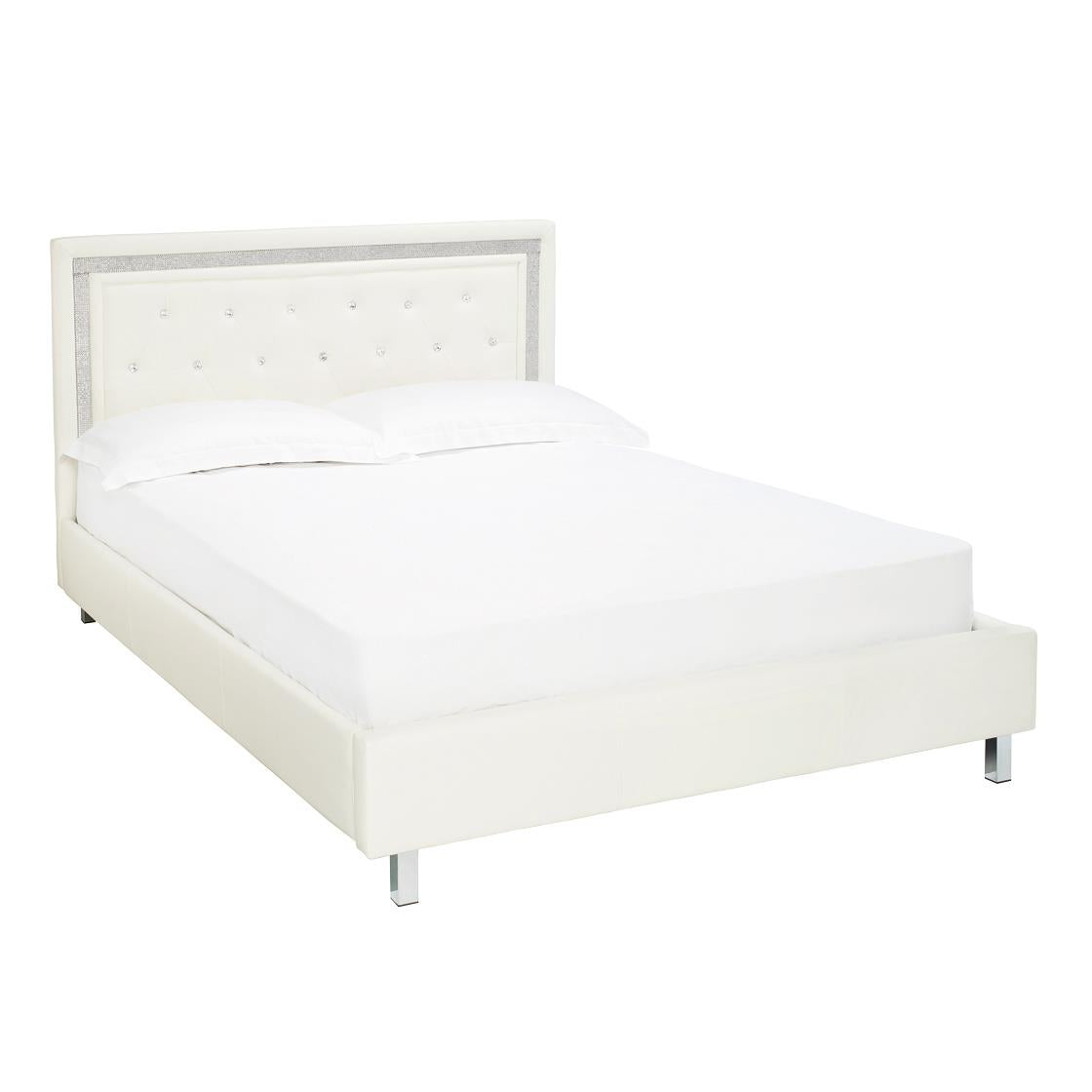 CRYSTALLE FAUX LEATHER BED - 4FT6 DOUBLE - WHITE