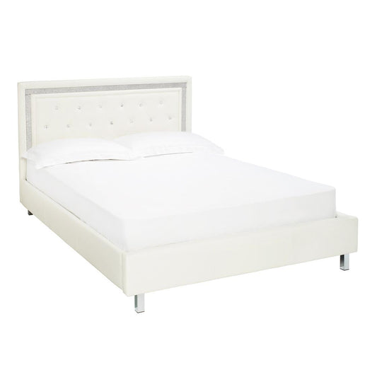 CRYSTALLE FAUX LEATHER BED - 4FT6 DOUBLE - WHITE