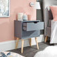 NYBORG 2-DRAWER BEDSIDE TABLE - DARK GREY