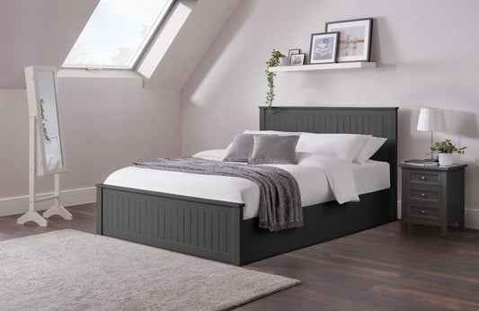 MAINE WOODEN END LIFT OTTOMAN BED - 5FT KING SIZE - ANTHRACITE