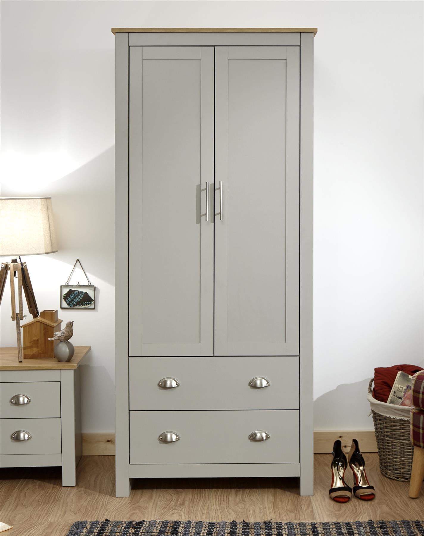 LANCASTER 2 DOOR WARDROBE - GREY