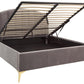 PETTINE VELVET END LIFT OTTOMAN BED - 5FT KING SIZE - GREY