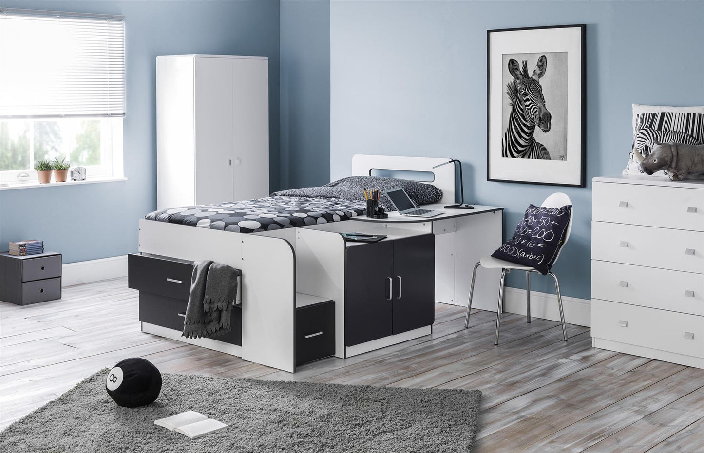 COOKIE CABIN BED - WHITE/CHARCOAL GREY