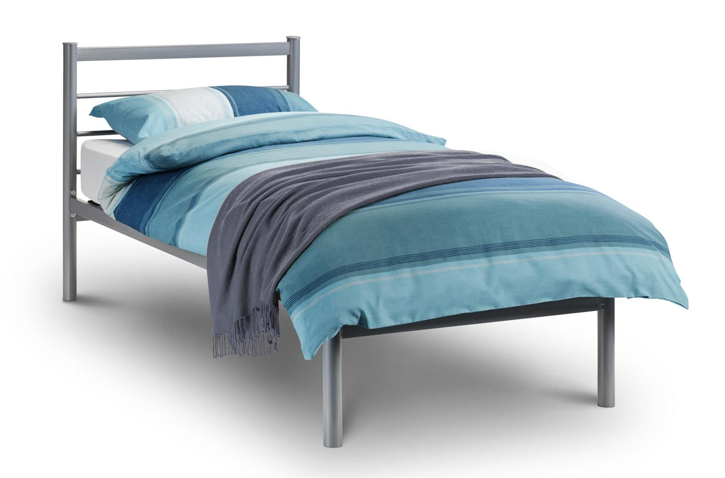 ALPEN METAL BED - 4FT6" DOUBLE - ALUMINIUM FINISH