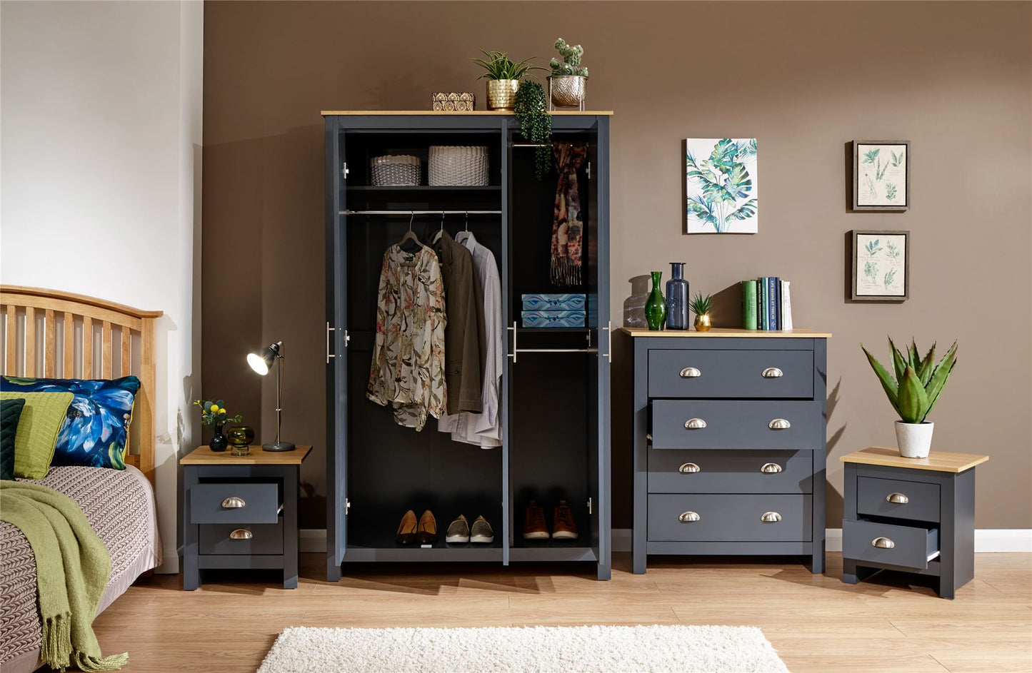 LANCASTER 4 PIECE BEDROOM SET - SLATE BLUE