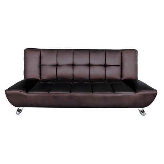 VOGUE FAUX LEATHER SOFA BED - BROWN