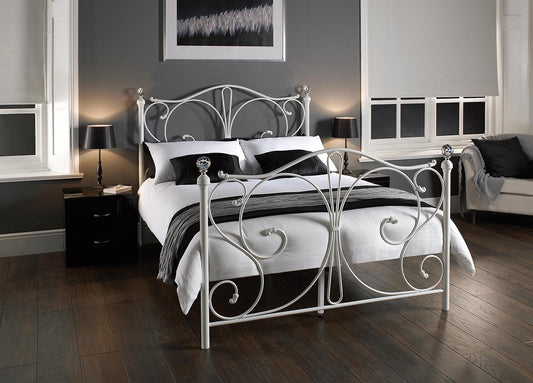 FLORENCE METAL BED - 5FT KING SIZE - WHITE