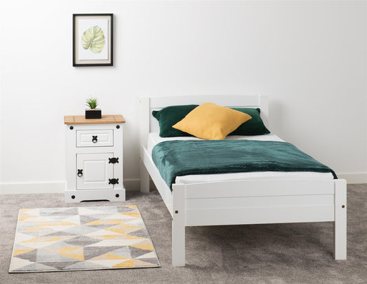 AMBER WOODEN BED - 3FT SINGLE - WHITE