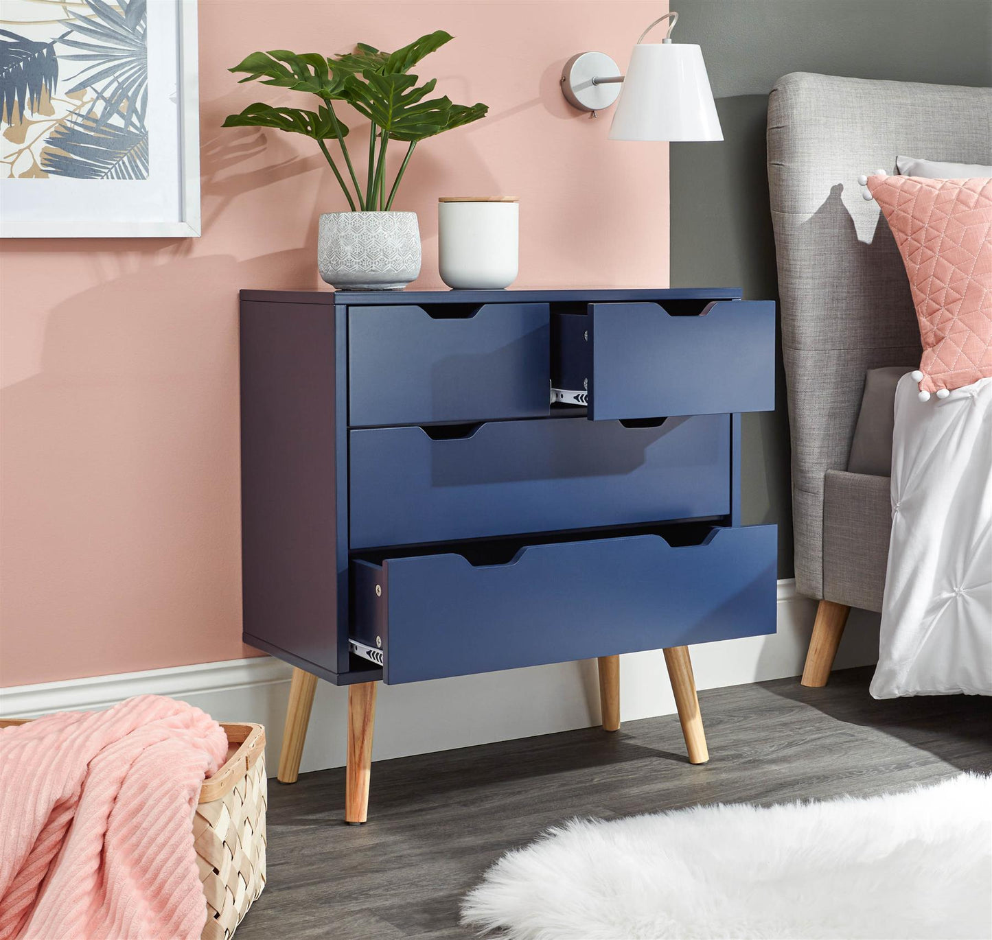 NYBORG 2+2 DRAWER CHEST - NIGHTSHADOW BLUE