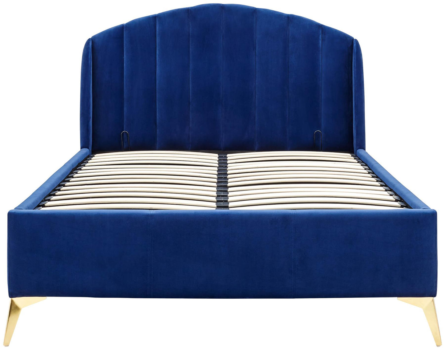 PETTINE VELVET END LIFT OTTOMAN BED - 4FT6 DOUBLE - ROYAL BLUE