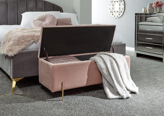 MYSTICA OTTOMAN STORAGE BENCH - BLUSH PINK