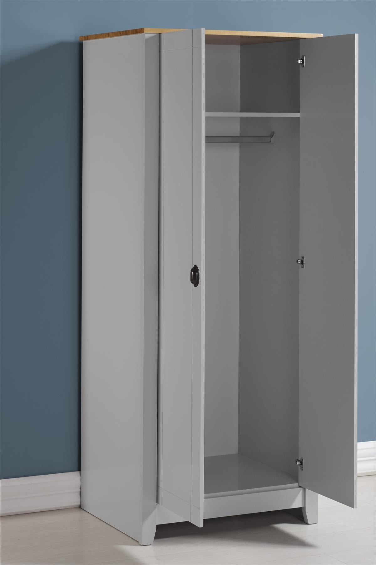 LUDLOW 2 DOOR WARDROBE - GREY/OAK