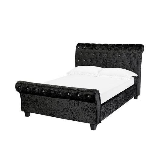 ISABELLA VELVET BED - 5FT KING SIZE - BLACK