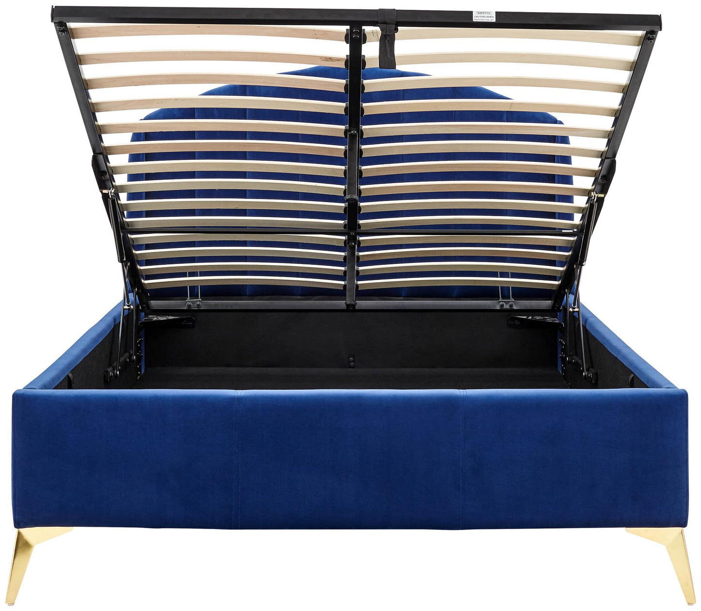 PETTINE VELVET END LIFT OTTOMAN BED - 4FT6 DOUBLE - ROYAL BLUE