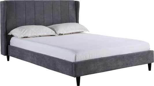 AMELIA VELVET BED - 4FT6 DOUBLE - DARK GREY