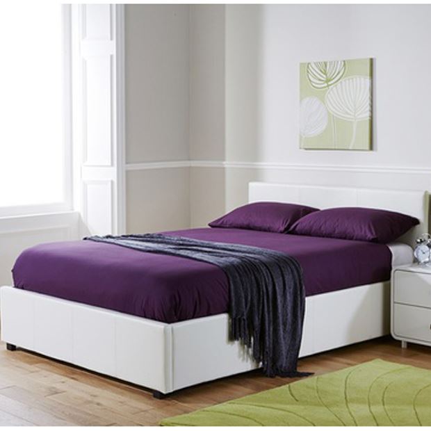 FAUX LEATHER END LIFT OTTOMAN BED - 3FT SINGLE - WHITE