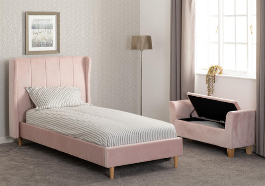 AMELIA VELVET BED - 3FT SINGLE - PINK