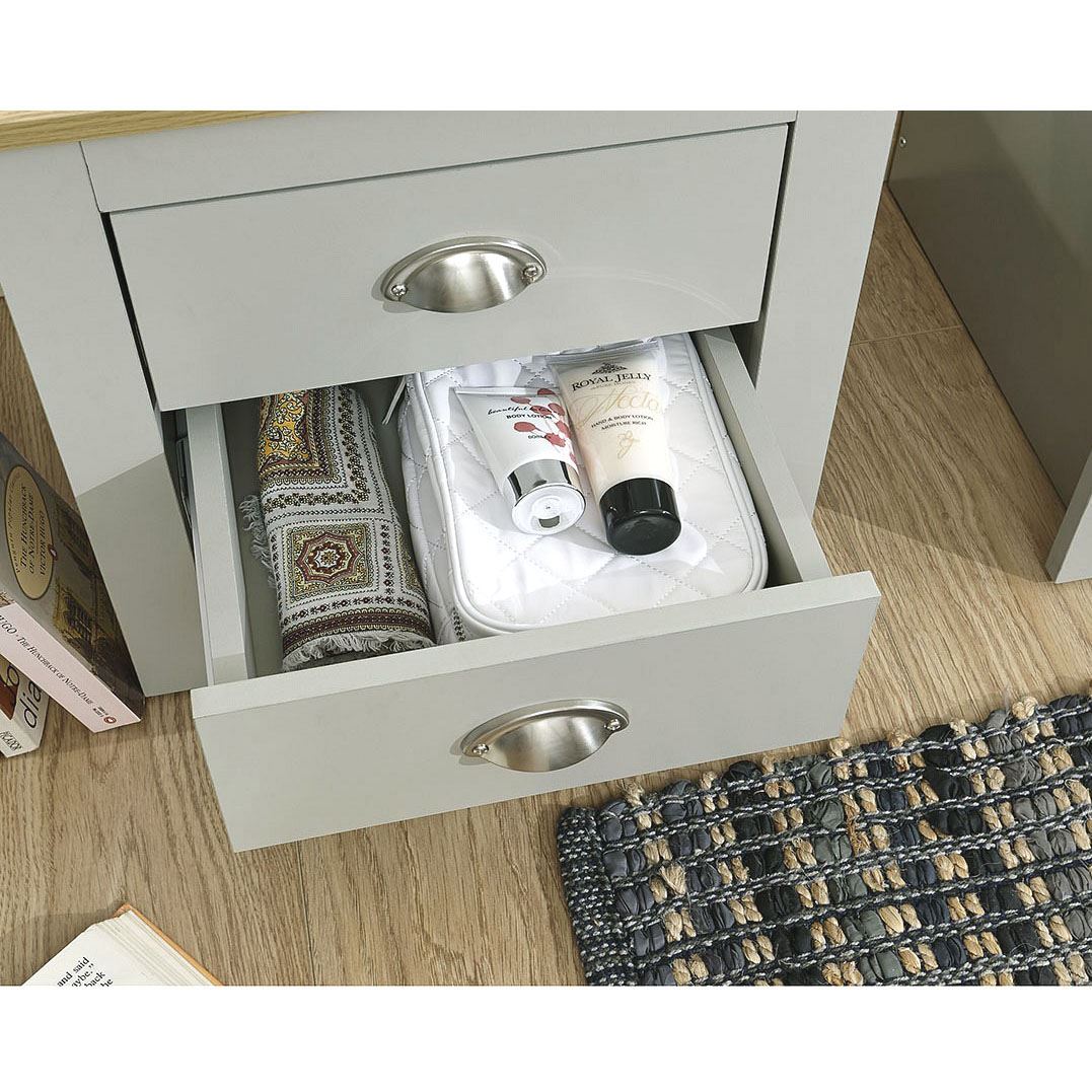 LANCASTER 2-DRAWER BEDSIDE TABLE - GREY