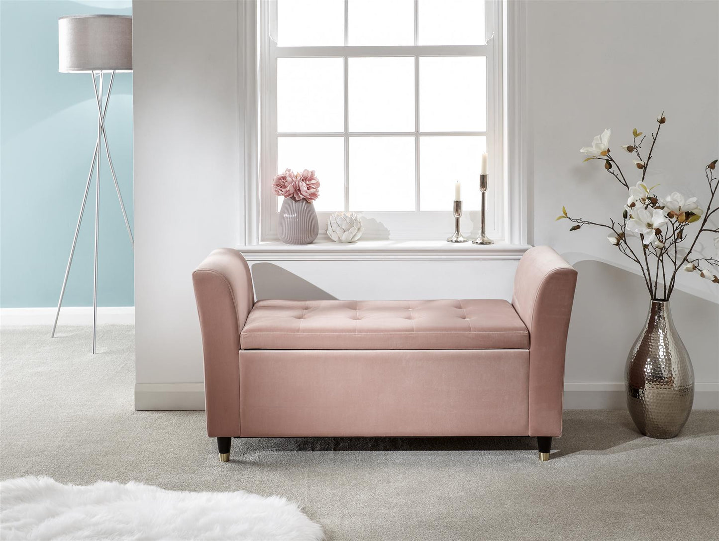 GENOA STORAGE WINDOW SEAT - BLUSH PINK