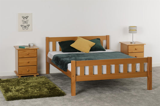 CARLOW WOODEN BED - 4FT6 DOUBLE - ANTIQUE PINE