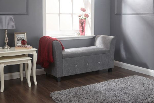 VERONA CHENILLE STORAGE WINDOW SEAT - GREY