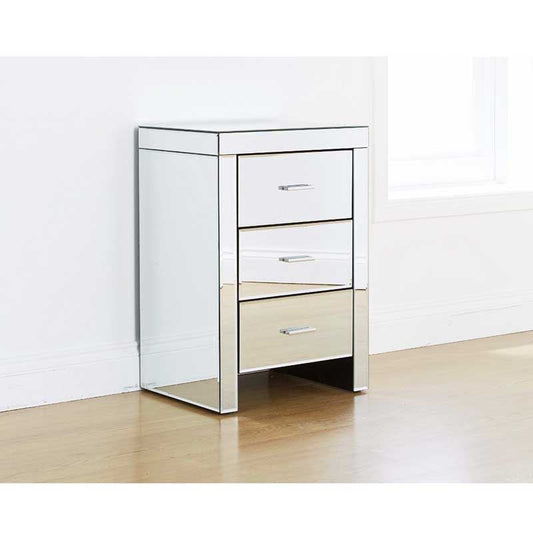 VENETIAN 1-DRAWER BEDSIDE TABLE - MIRROR FINISH