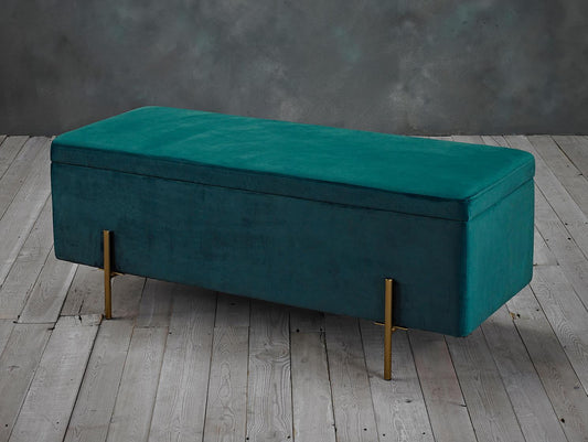 LOLA OTTOMAN STORAGE BENCH - TEAL