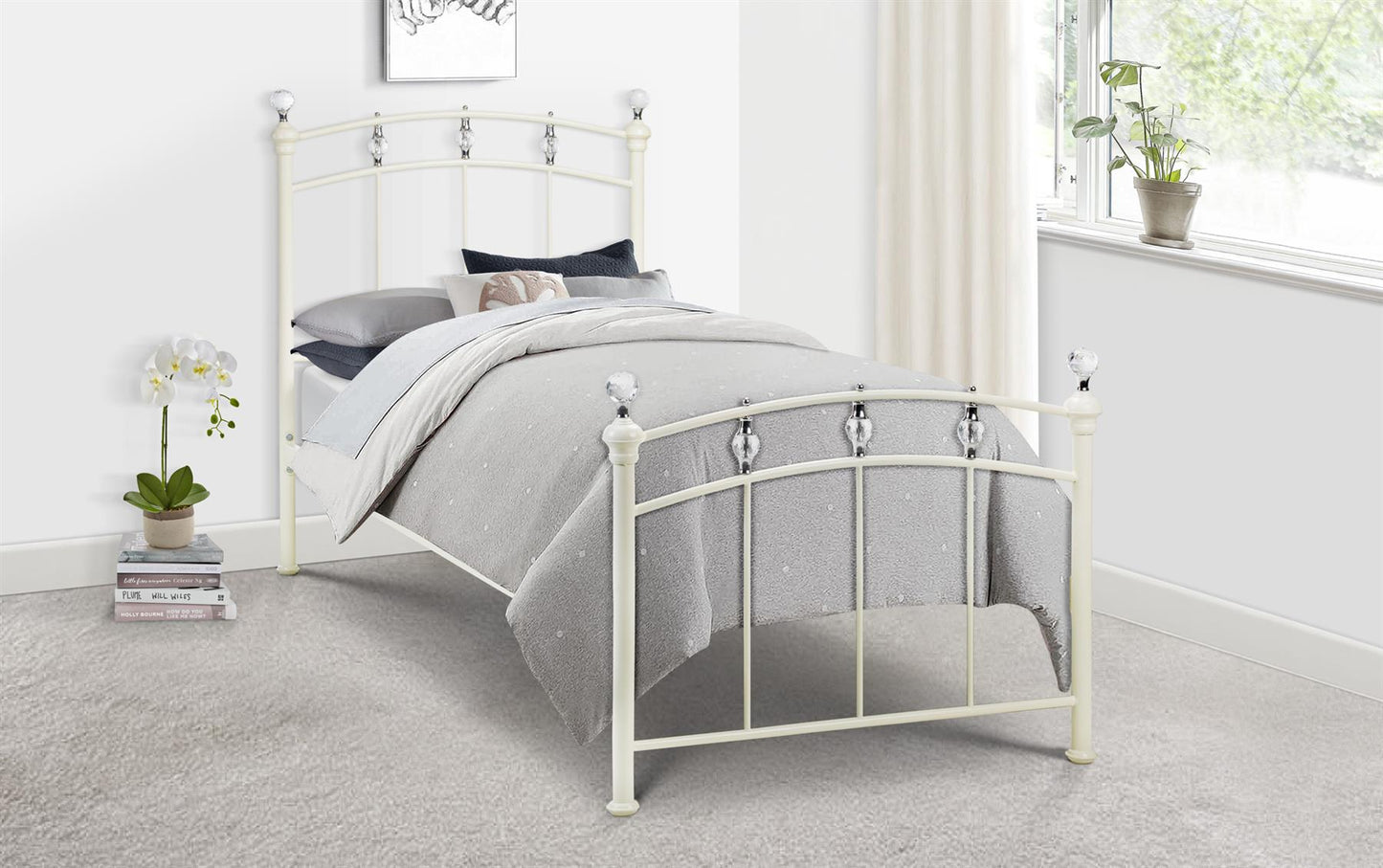 SOPHIE METAL BED - 3FT SINGLE - STONE WHITE