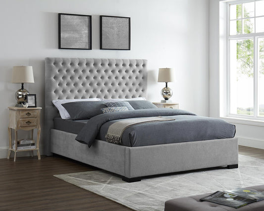 CAVENDISH VELVET BED - 5FT KING SIZE - SILVER