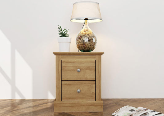 DEVON 2-DRAWER BEDSIDE TABLE - OAK