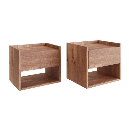 PAIR OF HARMONY WALL MOUNTED BEDSIDE TABLES - OAK