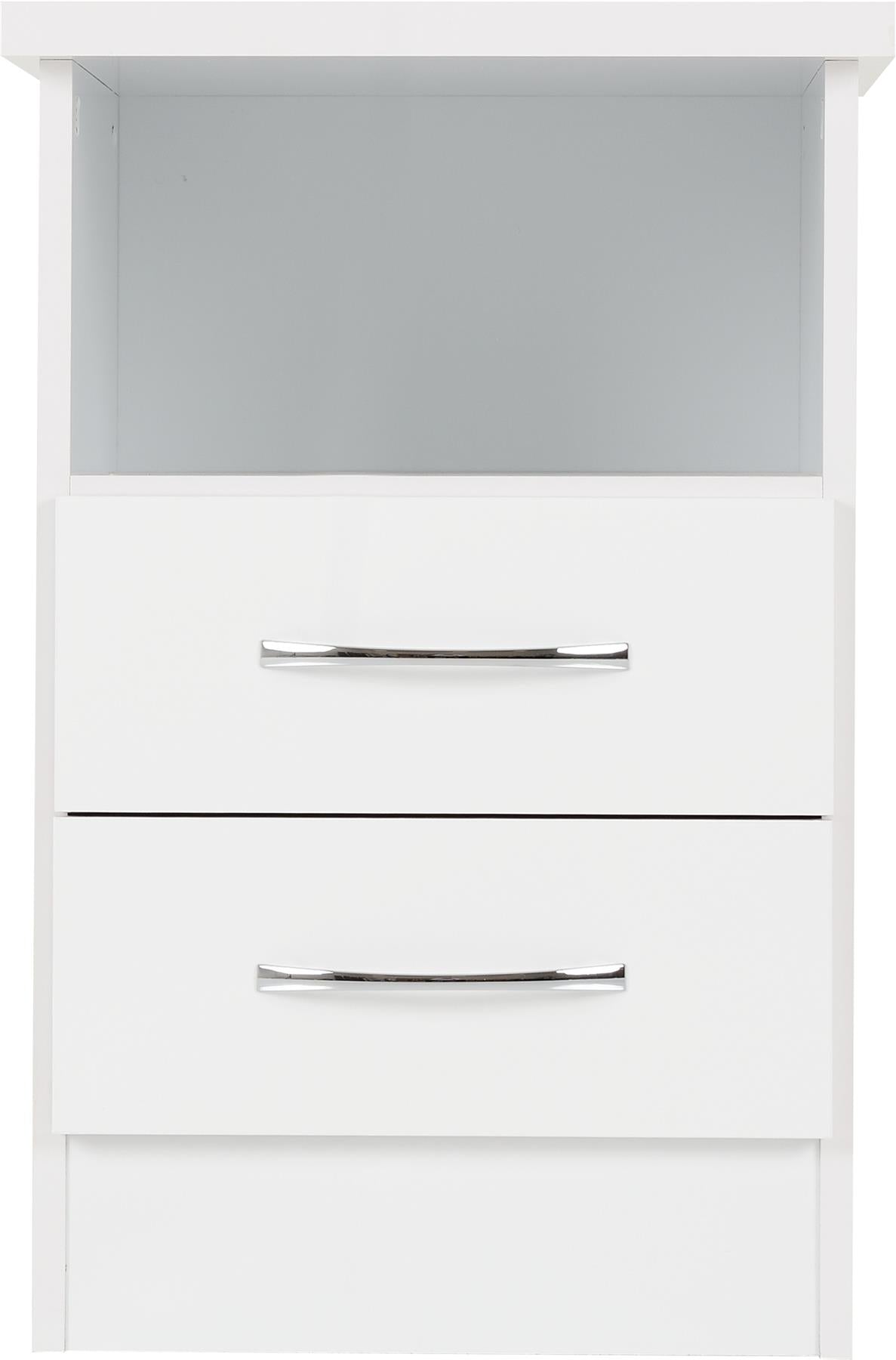 NEVADA 2-DRAWER BEDSIDE TABLE - WHITE